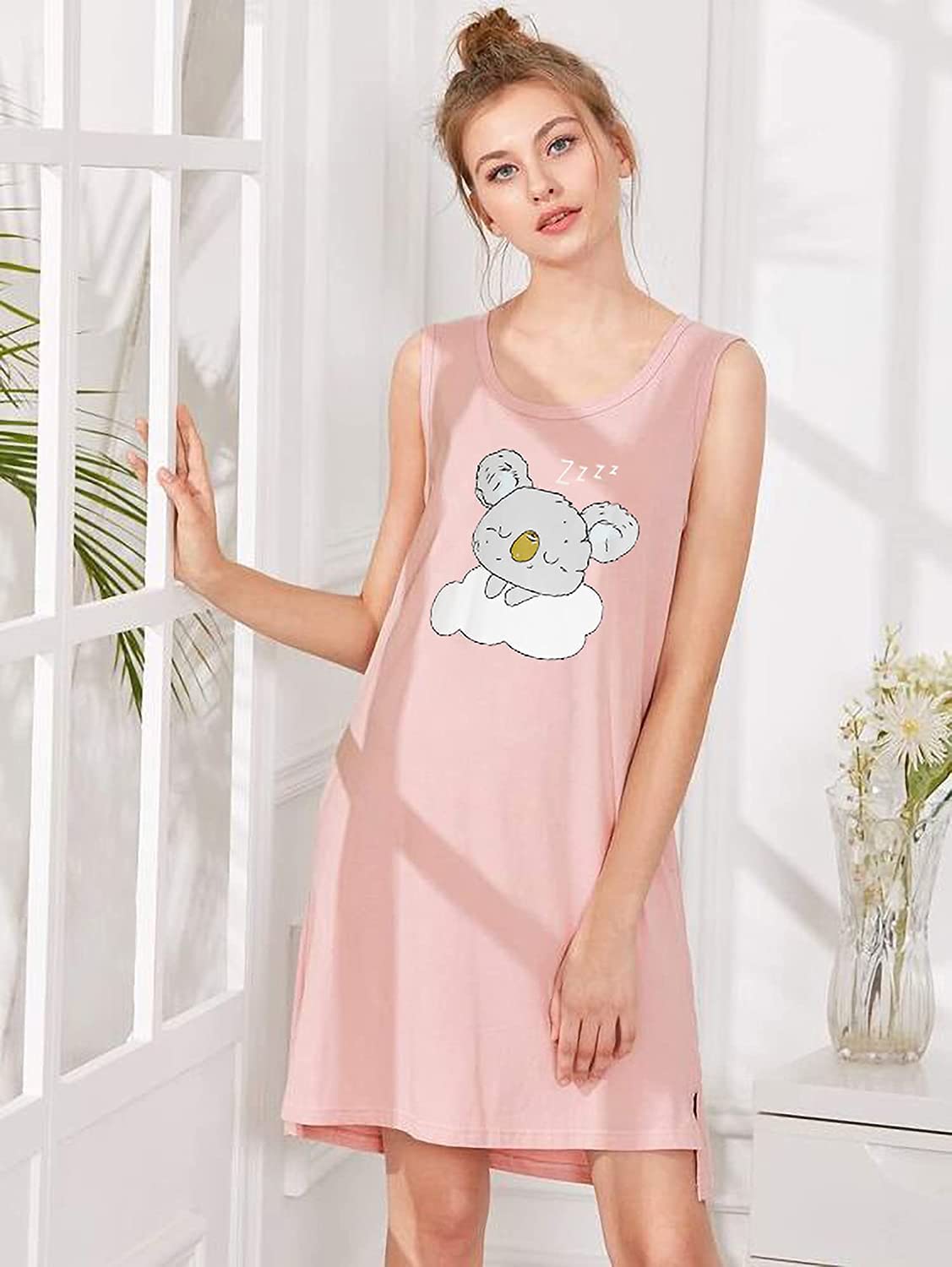 Avidlove Tank Nightgown for Print Sleepshirt Chemise Racerback Sleeveless Sleepwear Night Dress