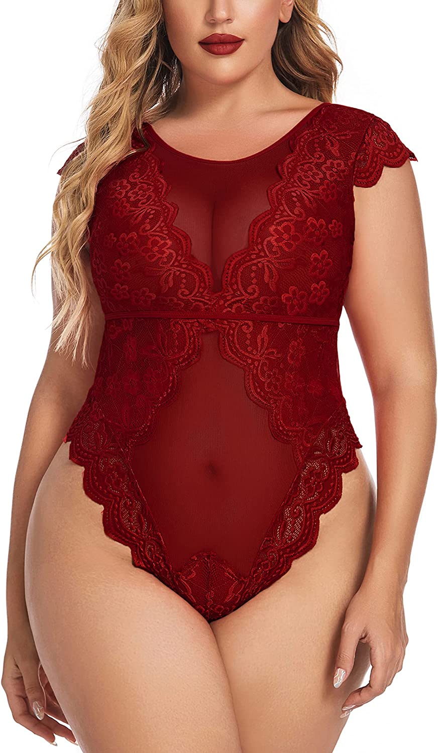 Avidlove Teddy Lingerie One Piece Babydoll Snap Crotch Lingerie Mini Bodysuit