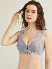 Lace Seamless Wirefree Push-up Pus size Full Coverage Bra Gray