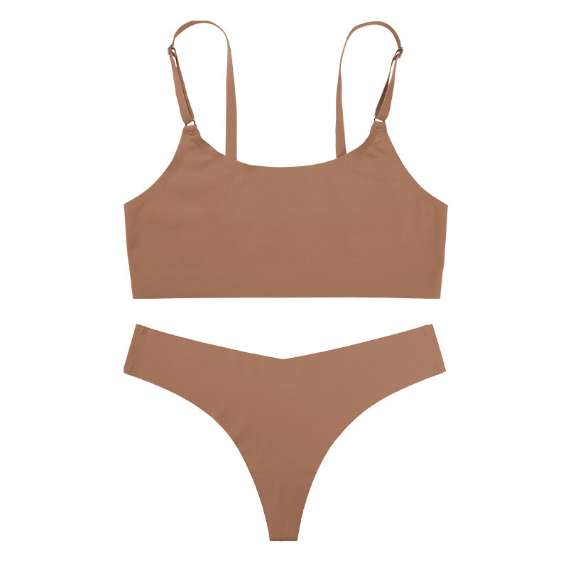 No Show Seamless Solid Bra & Panty Set