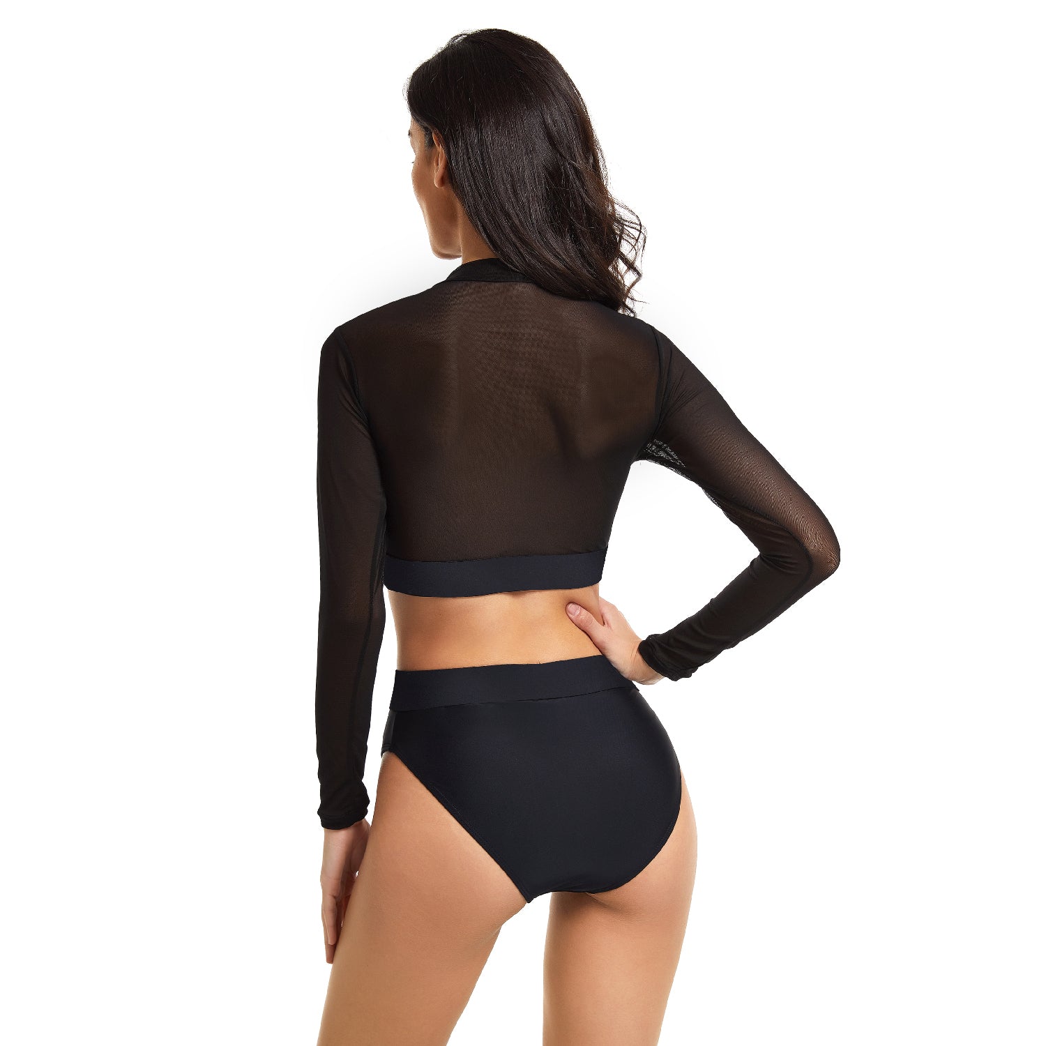 Swimsuit Crop Top Swim Shirt Long Sleeve Bikini