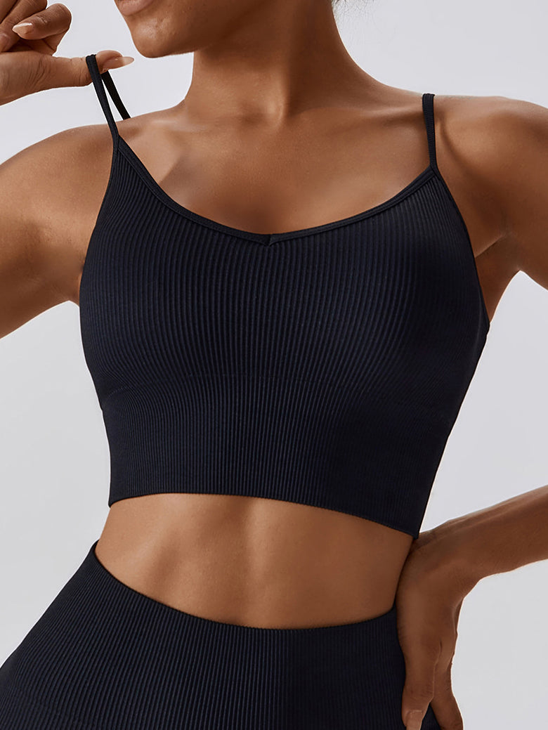 Seamless Rib Cross Back Yoga  Bra