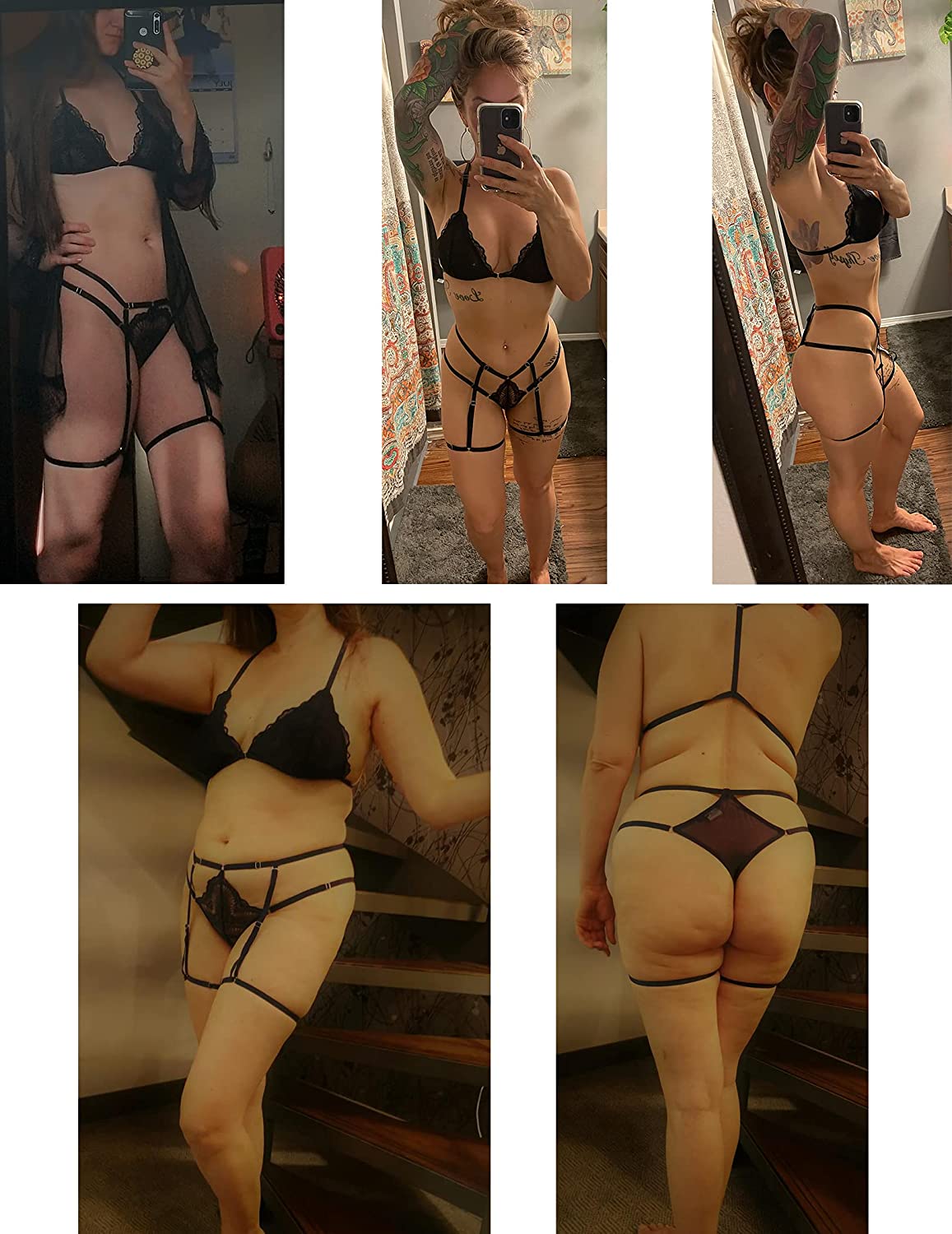 Avidlove Lingerie Set with Garter Belts Bra and Panty Strappy Babydoll