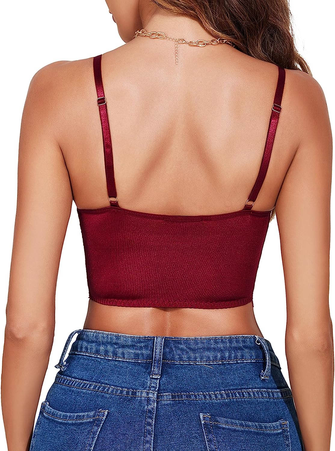Avidlove Bustier Tops for Underwired Camisoles Two Layer Supportive Push Up Lace Bralette Cami Tank Top