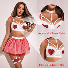 Avidlove Lingerie Set for Halloween Cupid Costumes Two Pieces Push Up Lingerie Outfits with Underwire