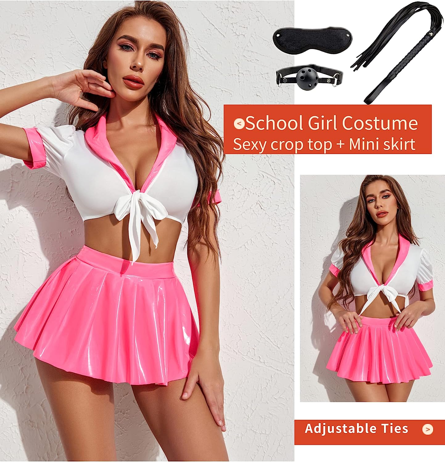 Avidlove Lingerie Set Naughty School Girl Outfit Student Cosplay Lingerie Set with Top and Mini Skirt