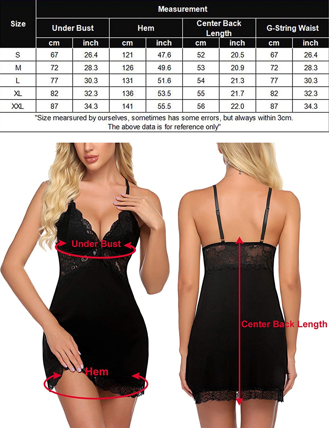 Avidlove Chemise Lingerie Full Slip Lace Babydoll Sleepwear Nightgown Dress