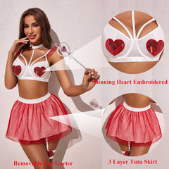 Avidlove Lingerie Set for Halloween Cupid Costumes Two Pieces Push Up Lingerie Outfits with Underwire