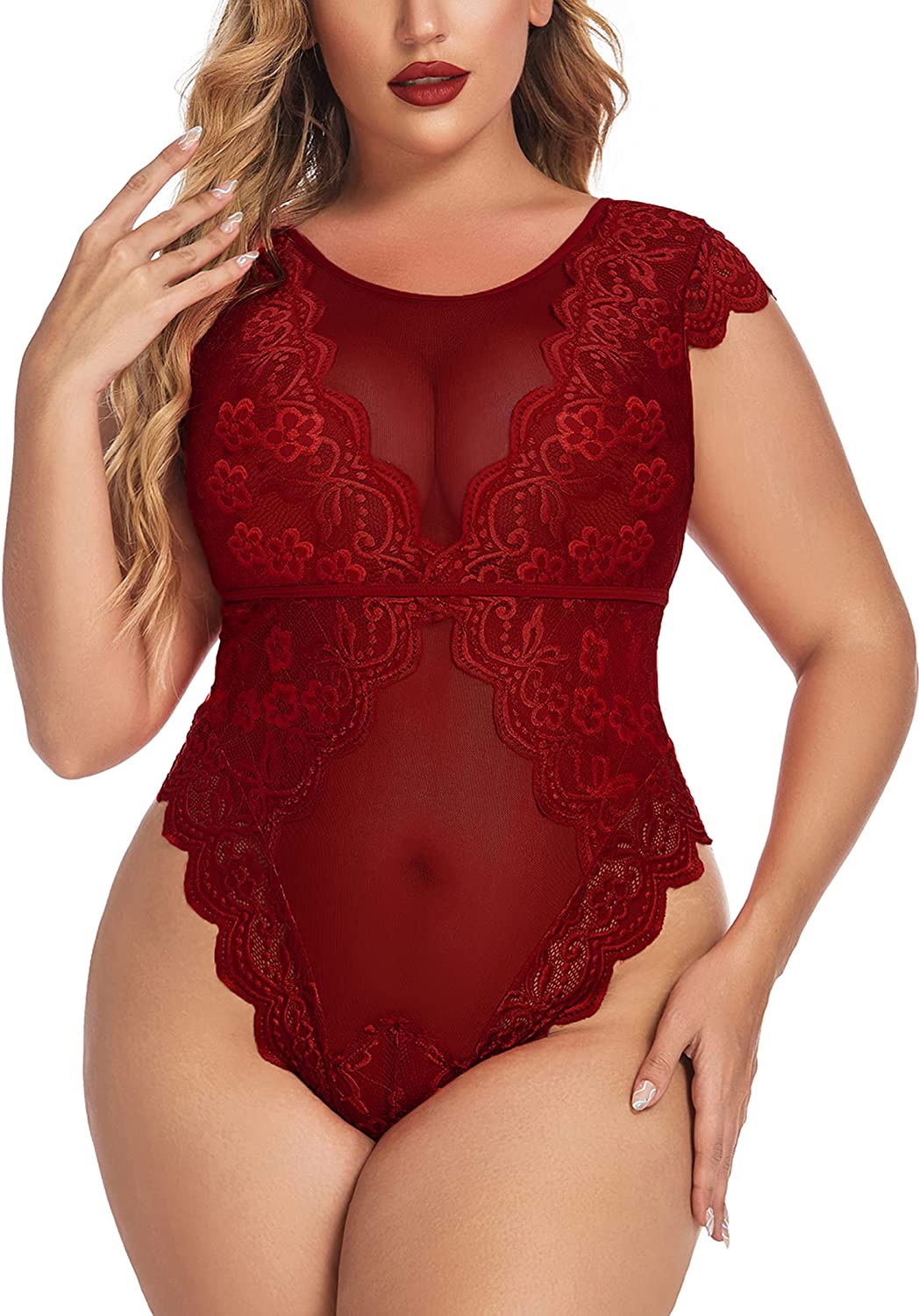 Avidlove Teddy Lingerie One Piece Babydoll Snap Crotch Lingerie Mini Bodysuit