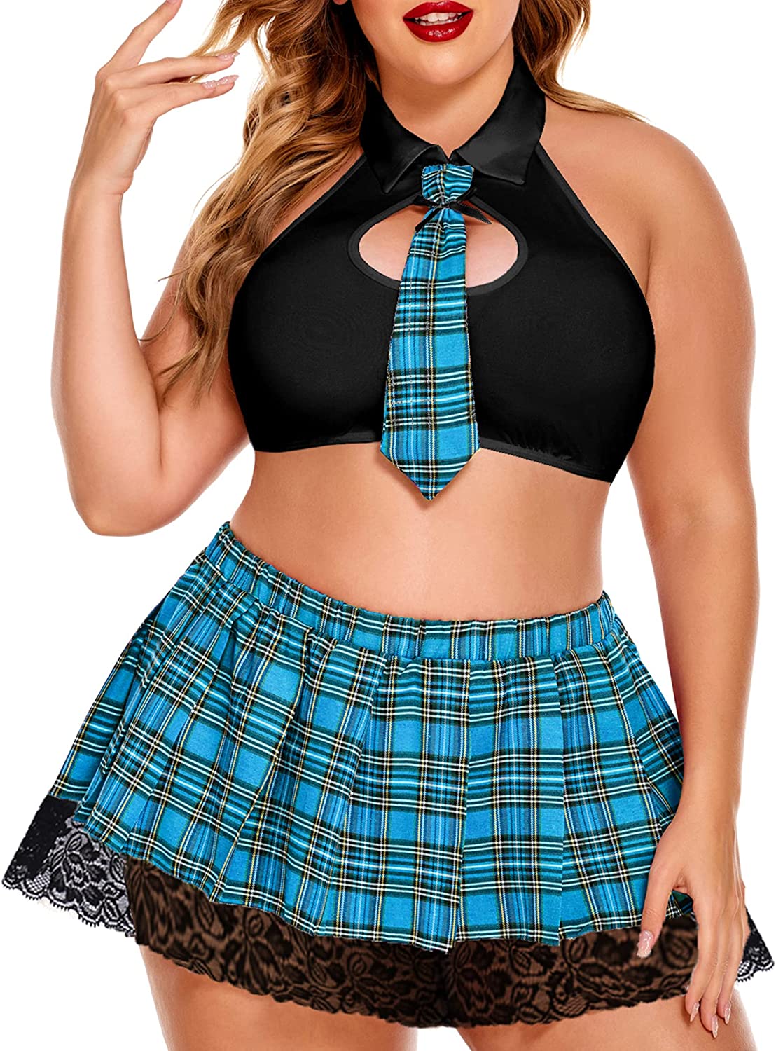 Avidlove Plus Size Lingerie School Girl Outfits Student Costumes Roleplay Mini Skirts