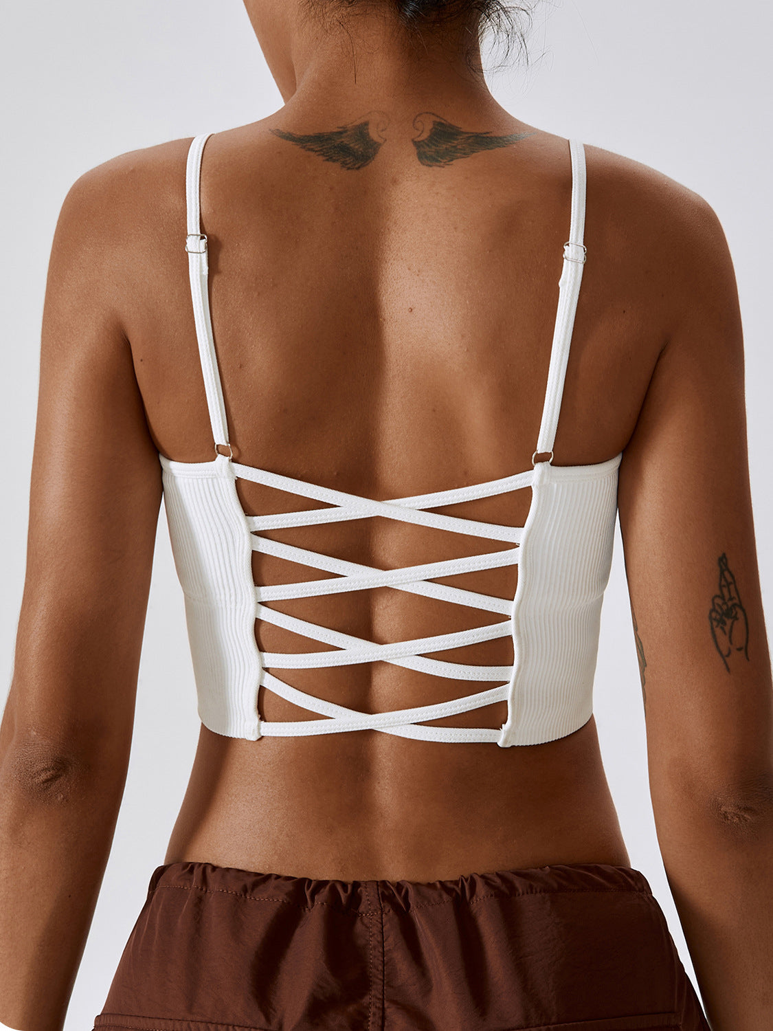 Seamless Rib Cross Back Yoga  Bra