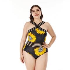 Plus Size One Piece Swimsuit Sunflower