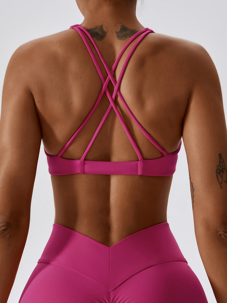 Double Straps Cross Back Yoga Bra