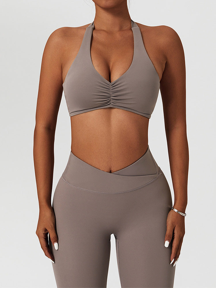 Air Cloud Halter Ruched Sports Bra