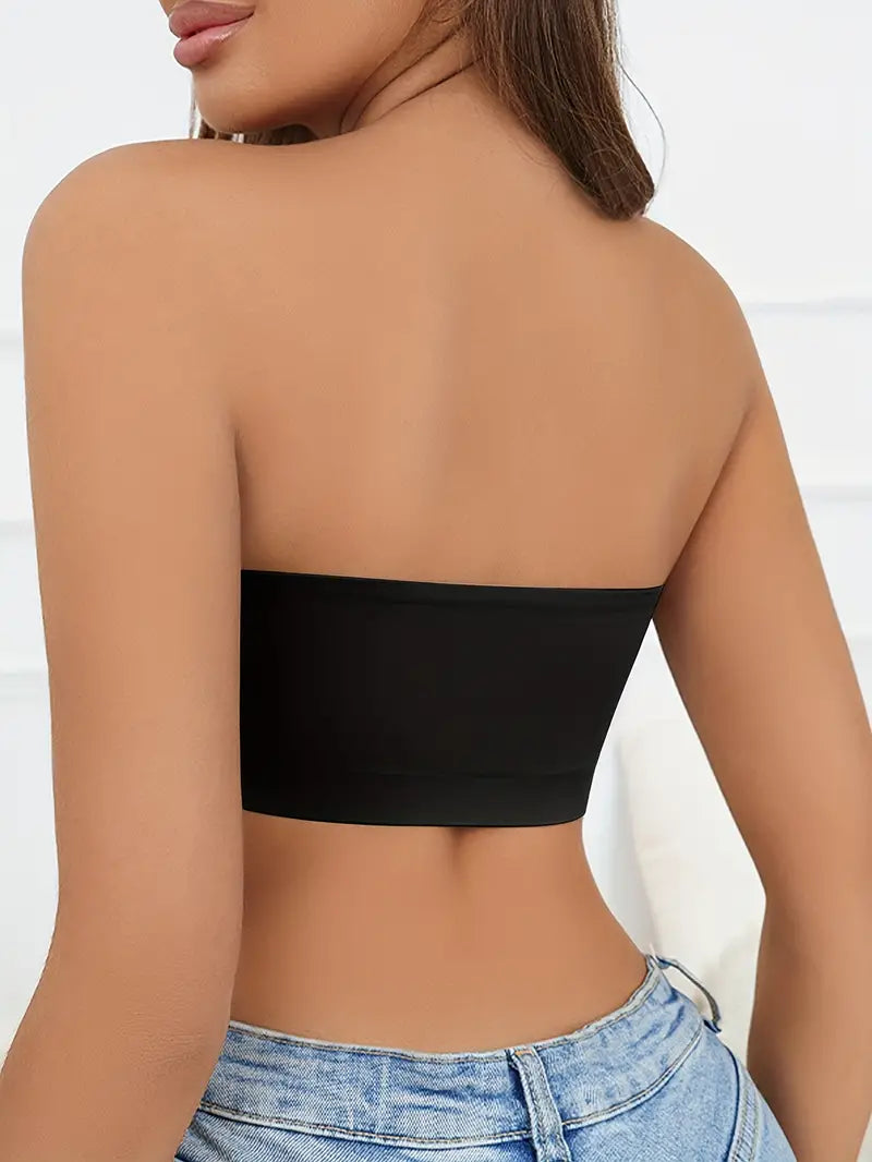 Plain Wireless Strapless Bra Black