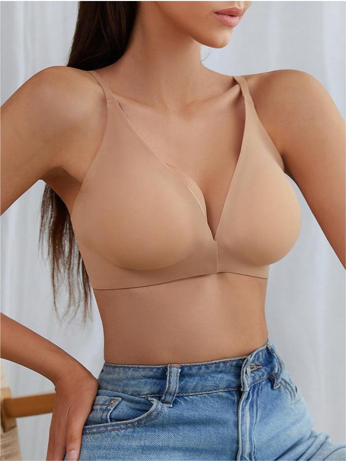 Solid Front Closure Wireless Bra Tan