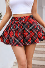 Avidlove Pleated Skirts Schoolgirl Mini Skirt Front Lace Up High Waist Skirt