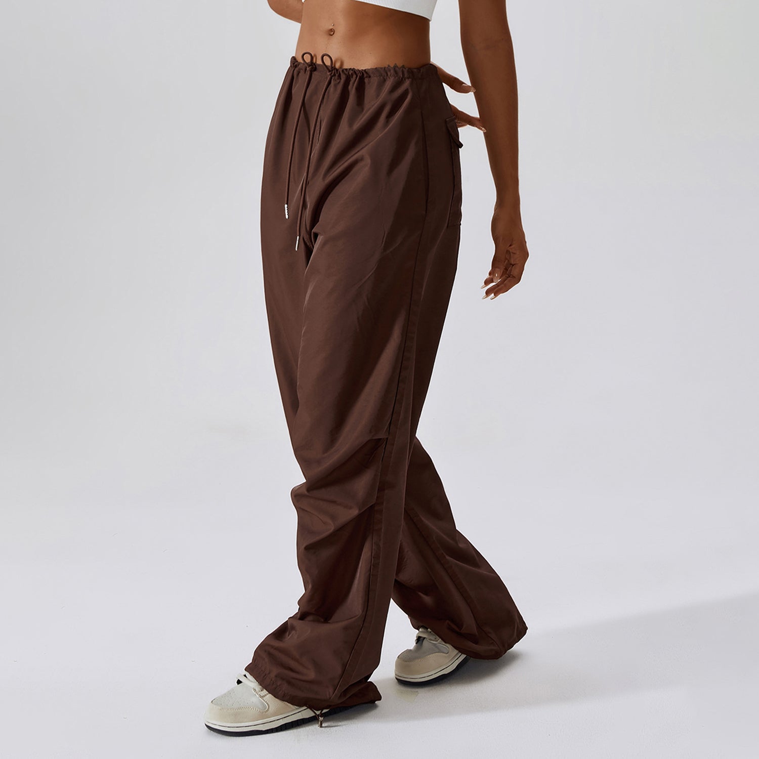 High Waisted Drawstring Pocket Casual Cargo Joggers