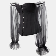 Mesh Sleeve Corset Top - Ivanka
