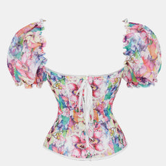 Ruffled Puff Sleeves Overbust Corset Top