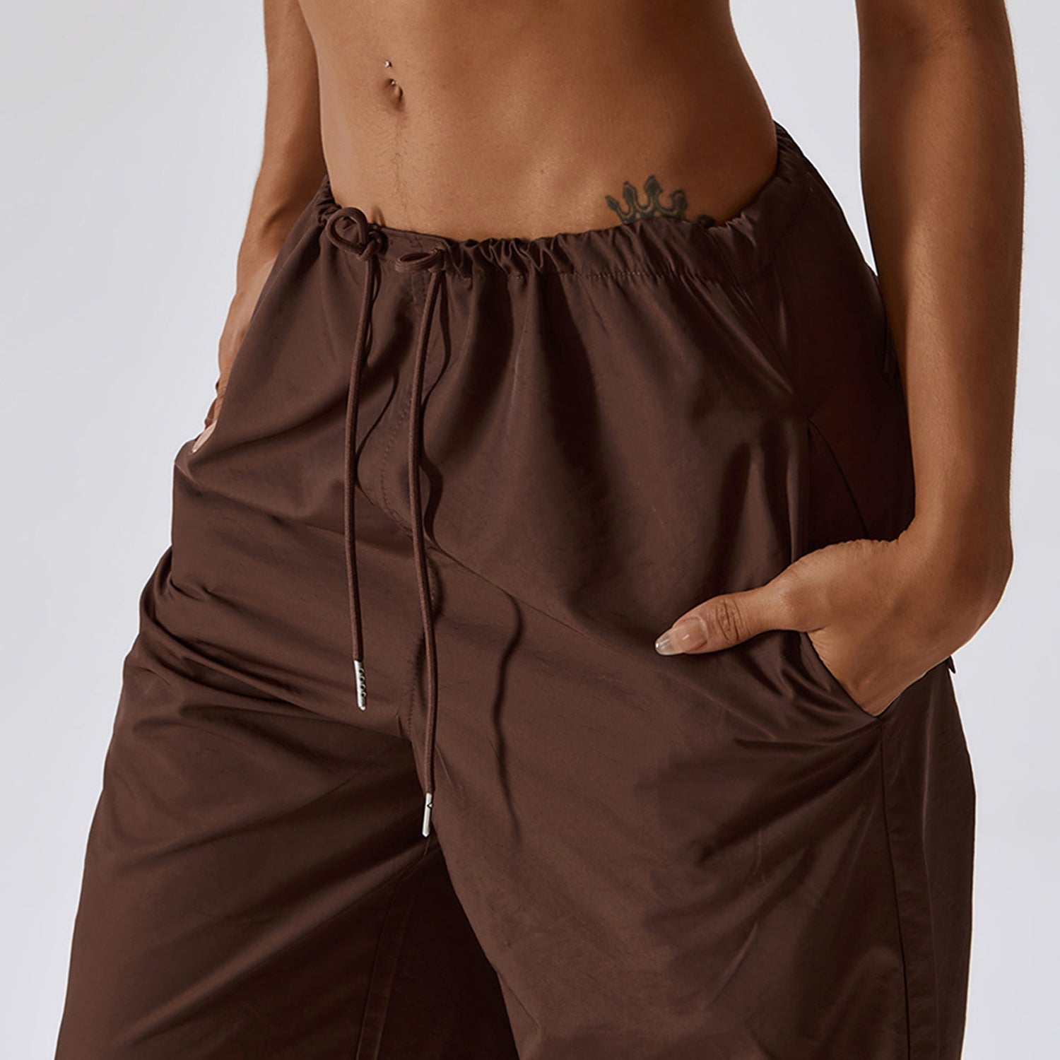 High Waisted Drawstring Pocket Casual Cargo Joggers