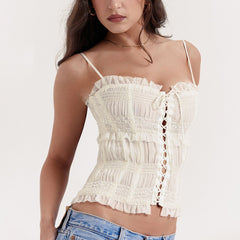 Ivory Sequin Pleat Top