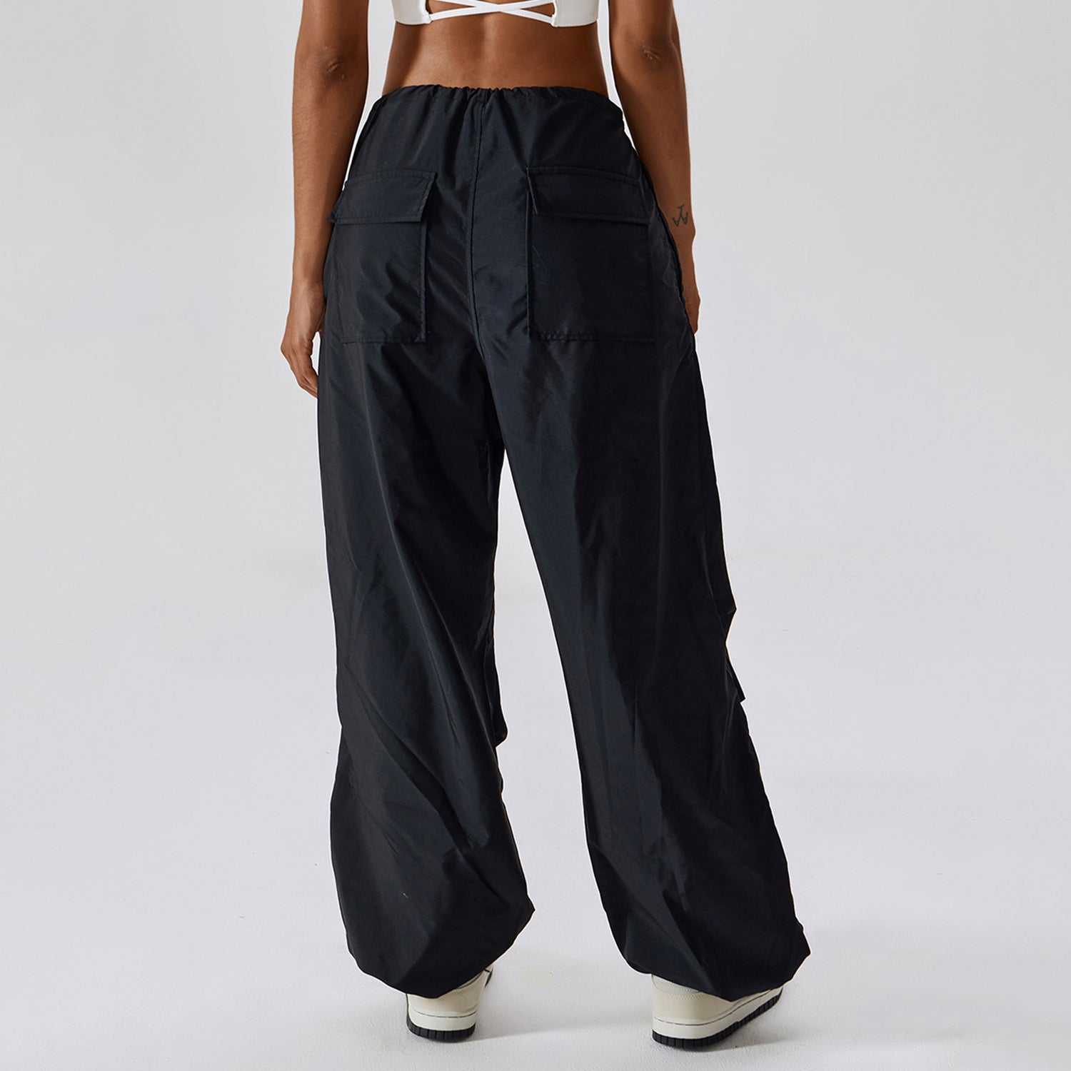 High Waisted Drawstring Pocket Casual Cargo Joggers