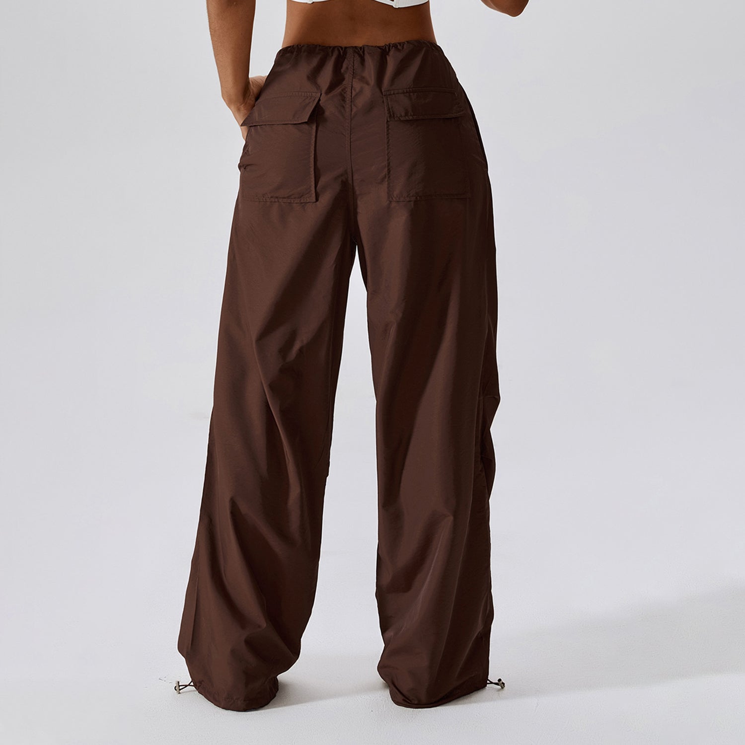 High Waisted Drawstring Pocket Casual Cargo Joggers