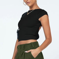 Ribbed Open Back Crop Top