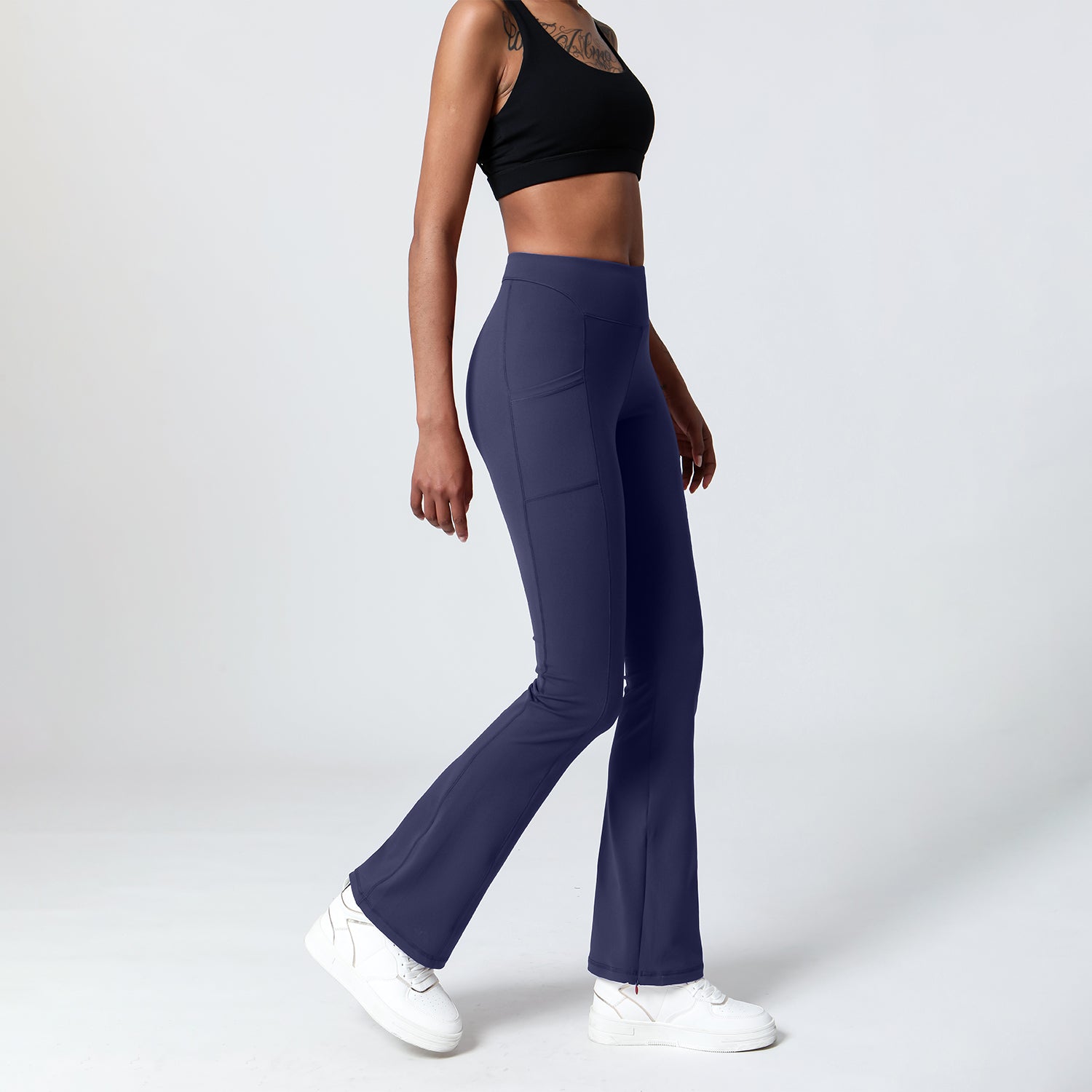 Pocket Split Hem Flare Leggings