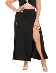 High Waisted Double Split Beach Party Skirt