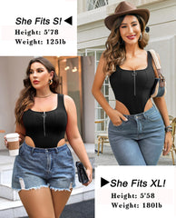Avidlove Bodysuit for Tank Tops High Cut Body Suits Zip Up Leotards S-XXL