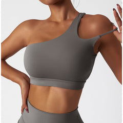 One Shoulder Cut Out Yoga Bra