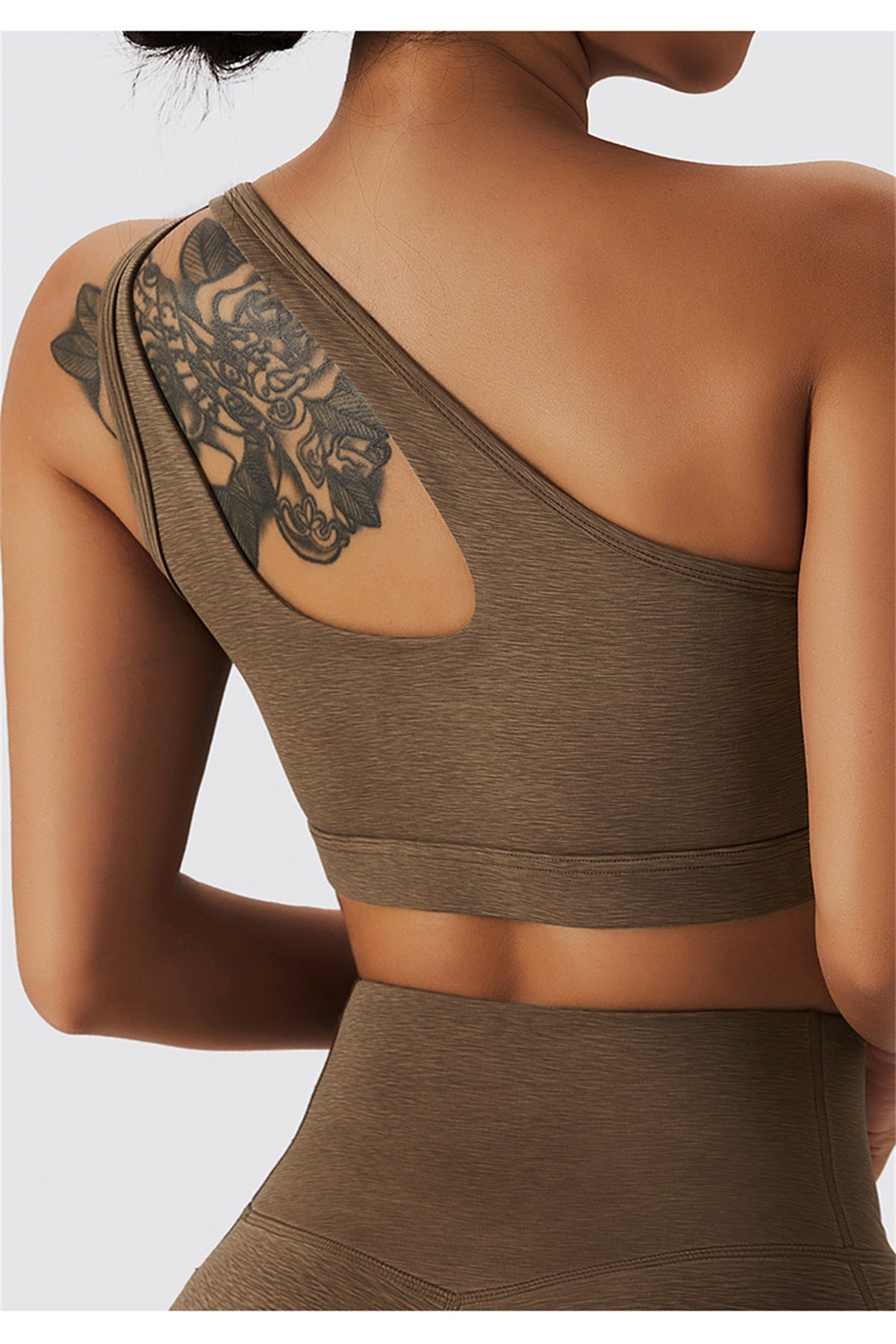 One Shoulder Cut Out Sports Bra