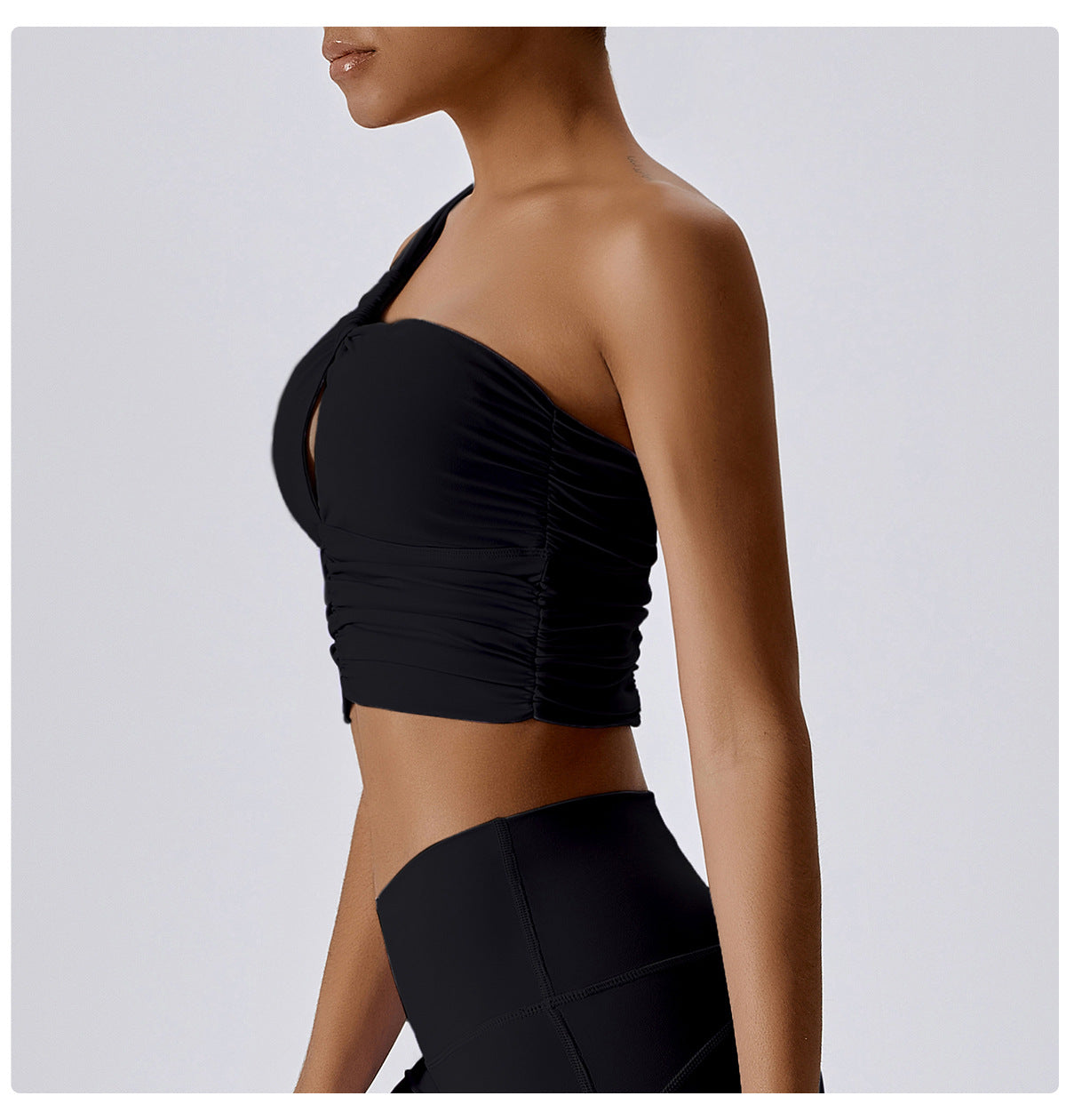 One Shoulder Ruched Sports Bra