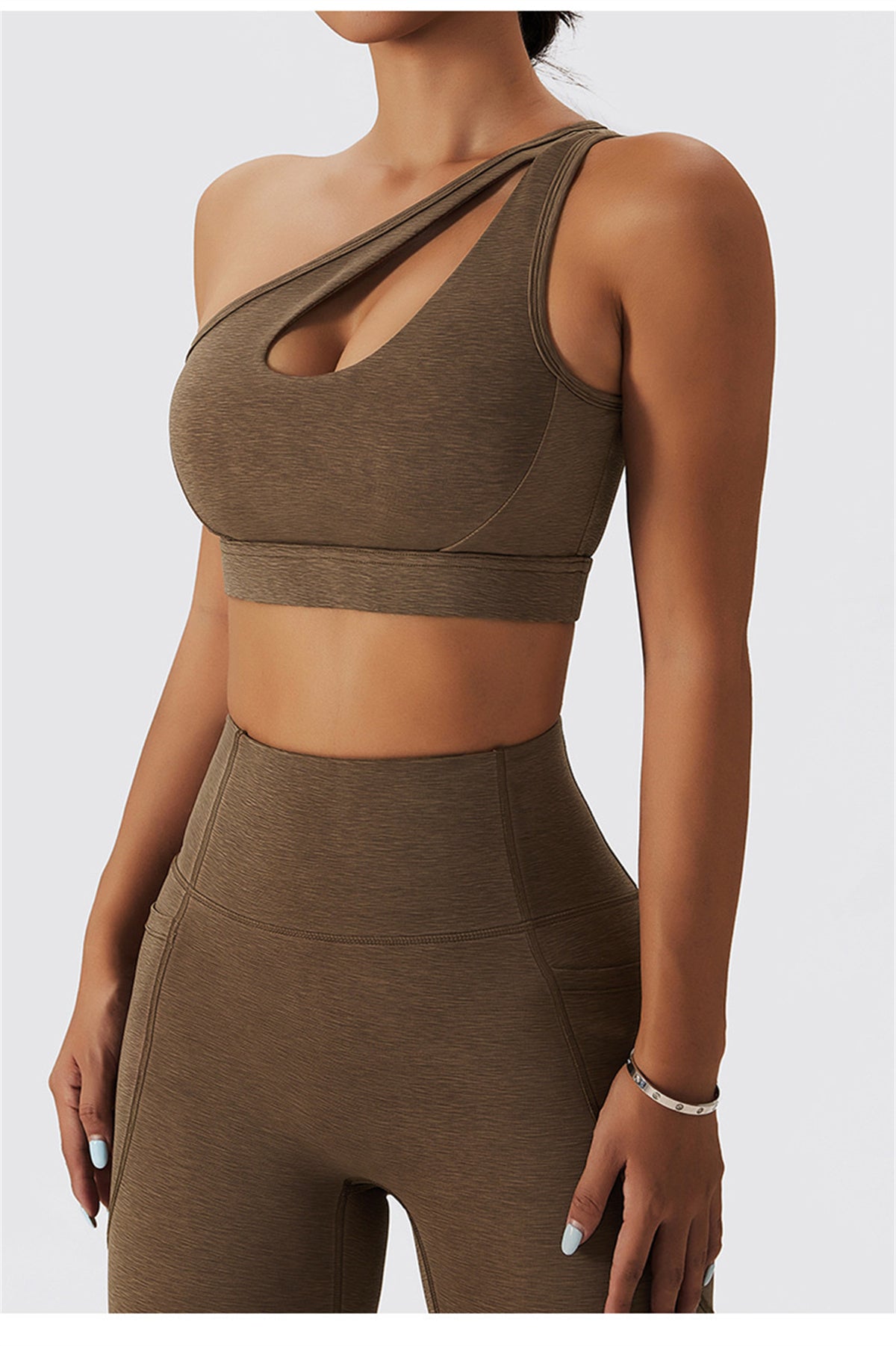 One Shoulder Cut Out Sports Bra