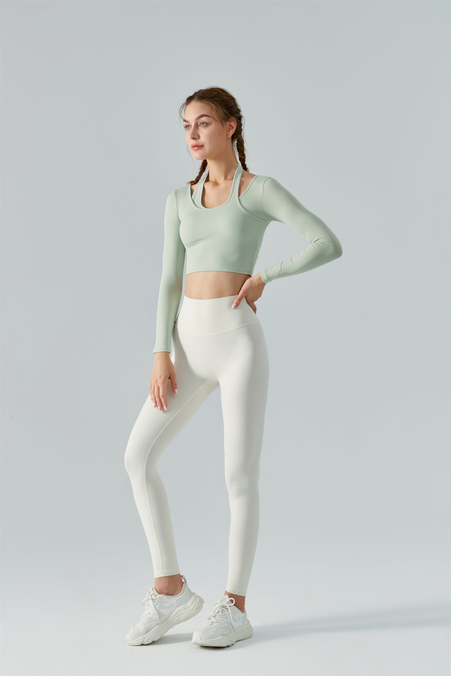 Ribbed Halter Strap Sports Top