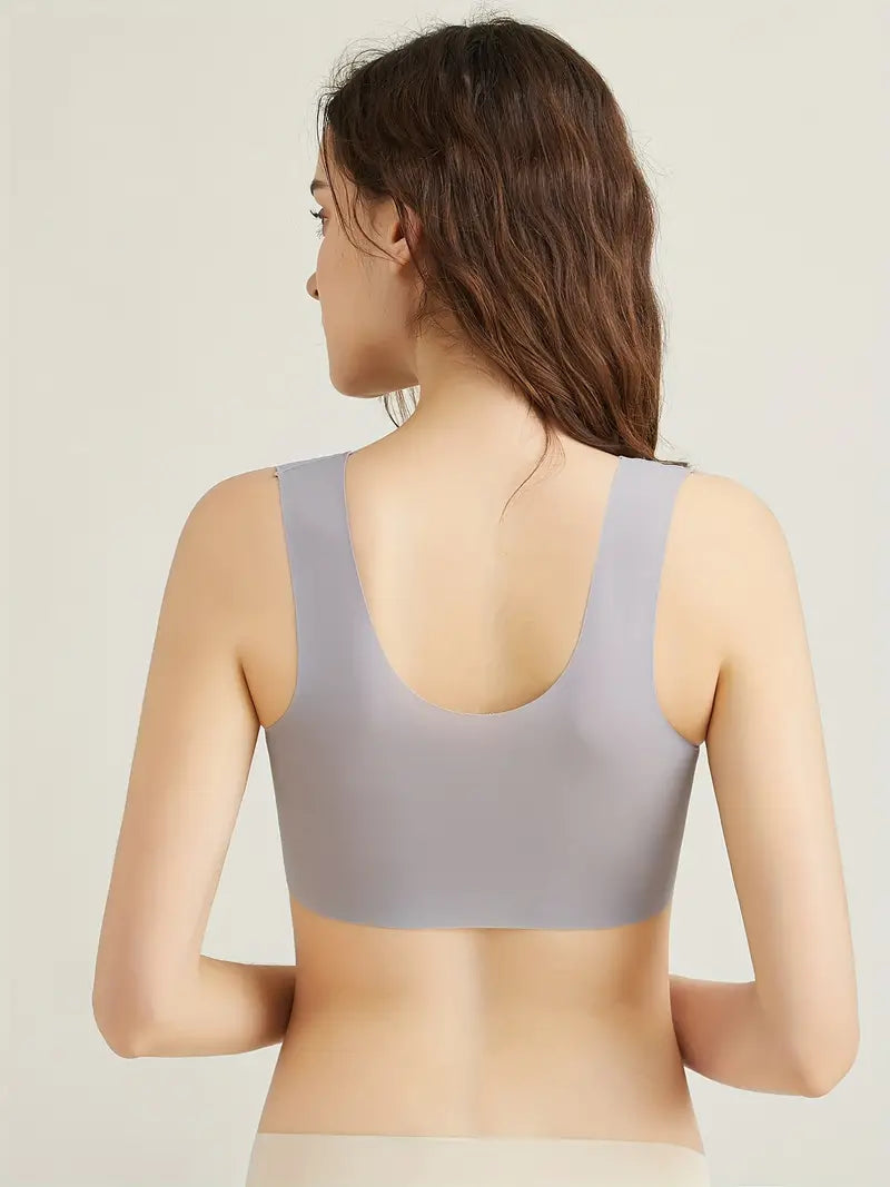 Lace Seamless Wirefree Push-up Pus size Full Coverage Bra Gray