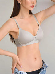 Solid No Show Wireless Bra Light Grey