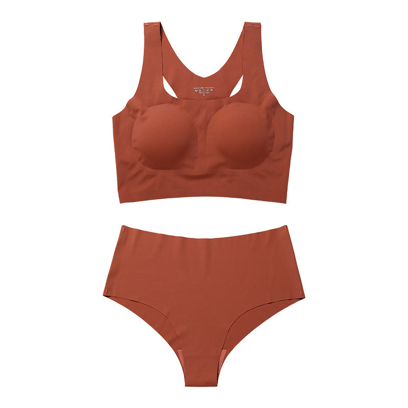 Seamless Racerback Wireless Tank Bra and Panty Set