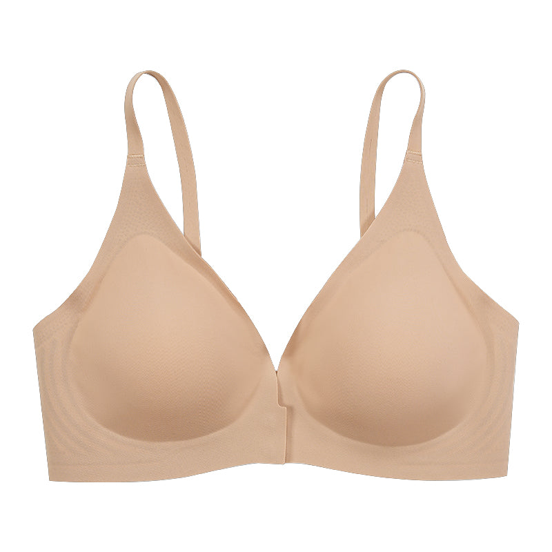 Solid Front Closure Wireless Bra Tan