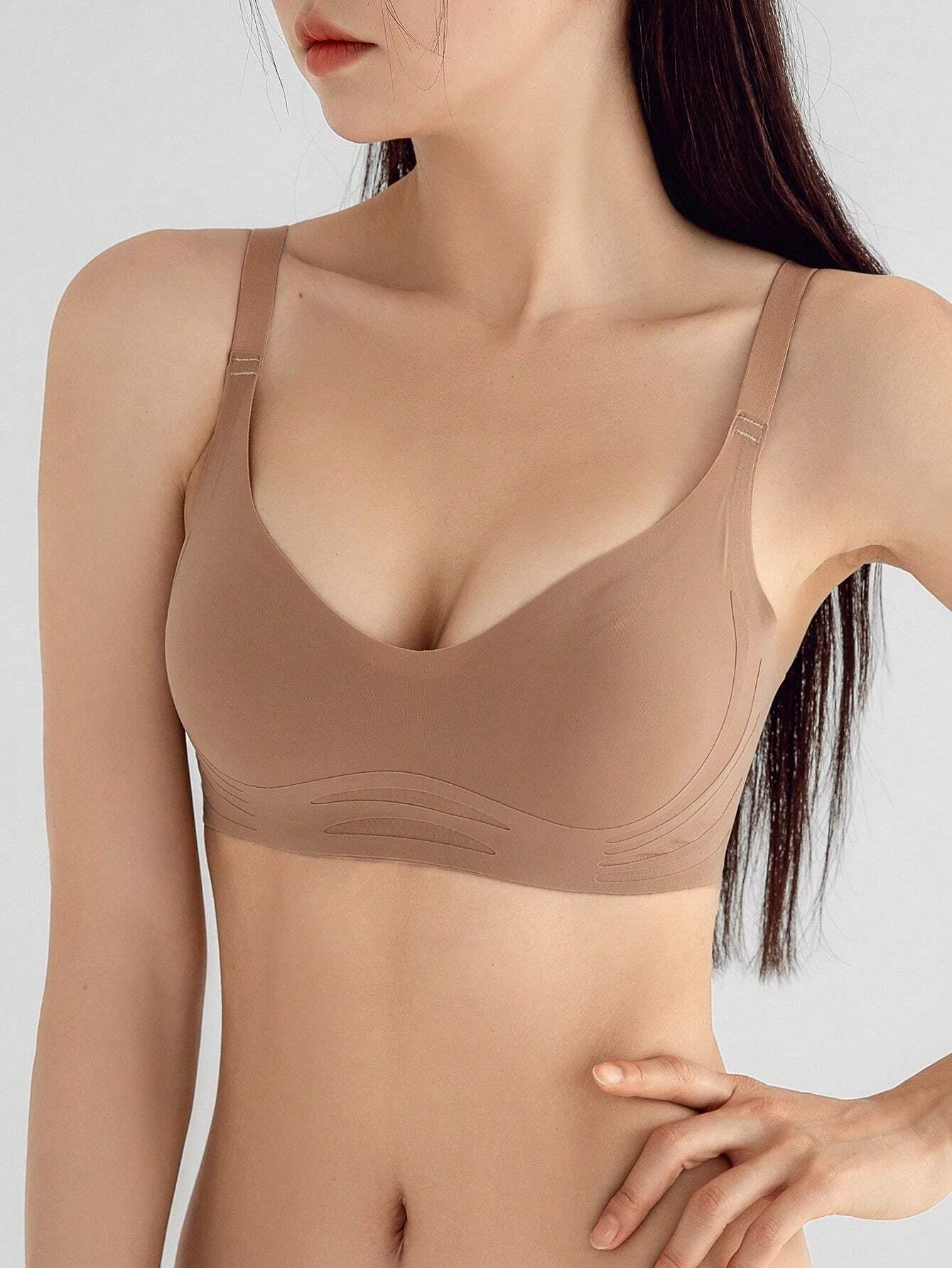 Wide Straps Solid Wireless Bra