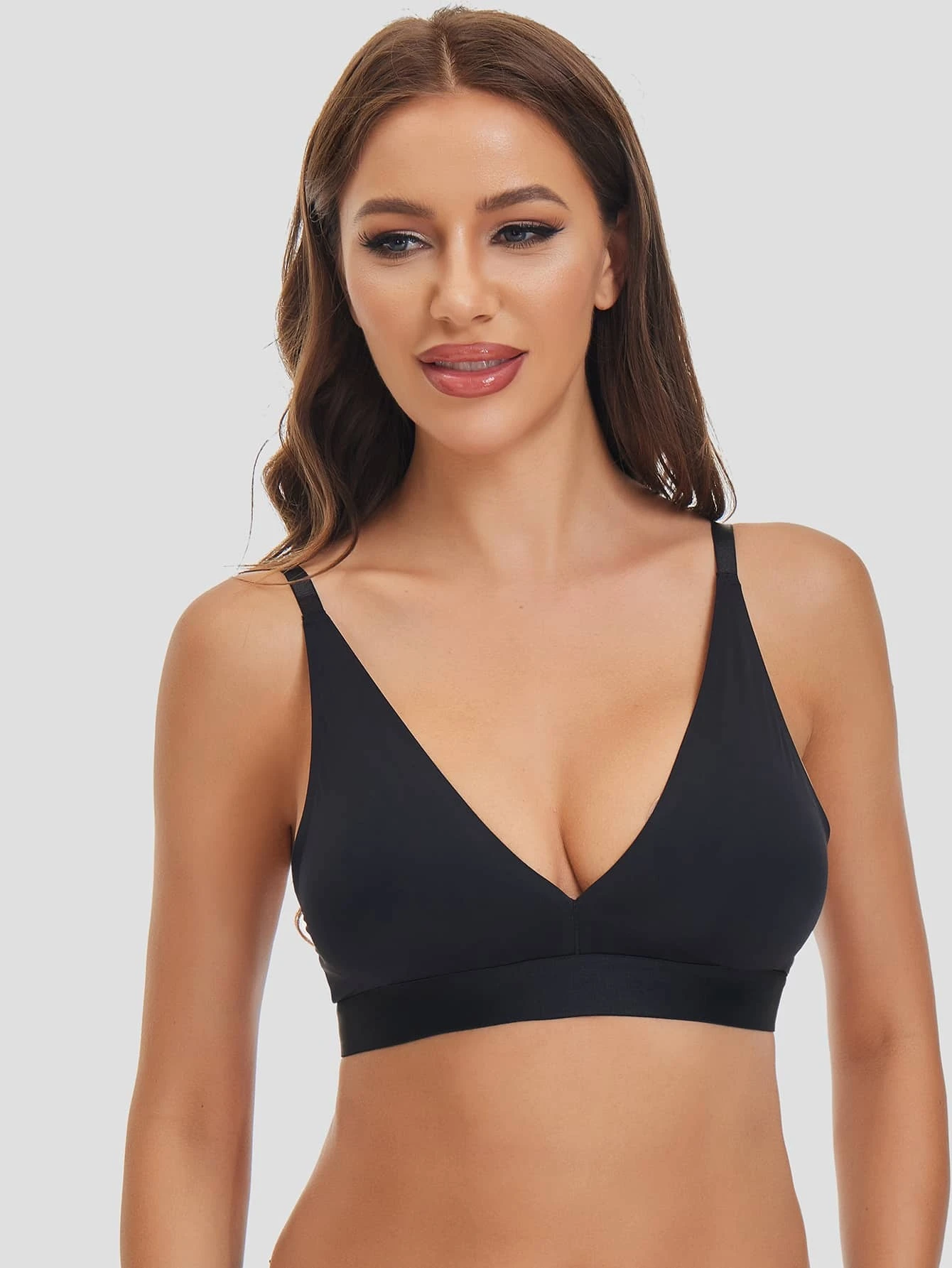 Solid Plunging Neck Wireless Bralette