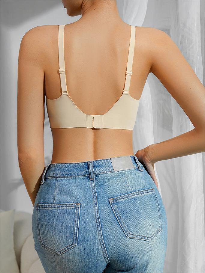 Wide Straps Wireless Bra Beige