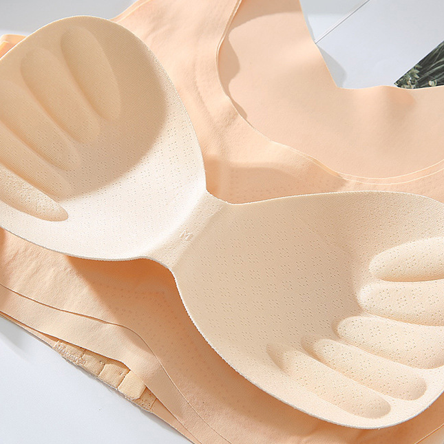 Plus Size Front Closure Push-up Wireless Bra Beige