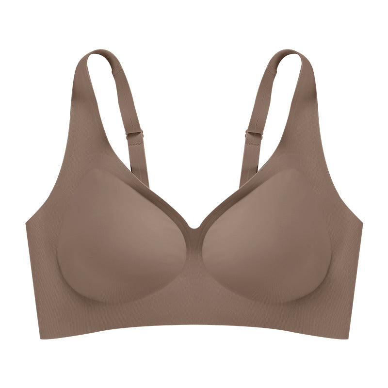 Wide Straps Wireless Bra Brown