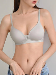 Solid No Show Wireless Bra Light Grey