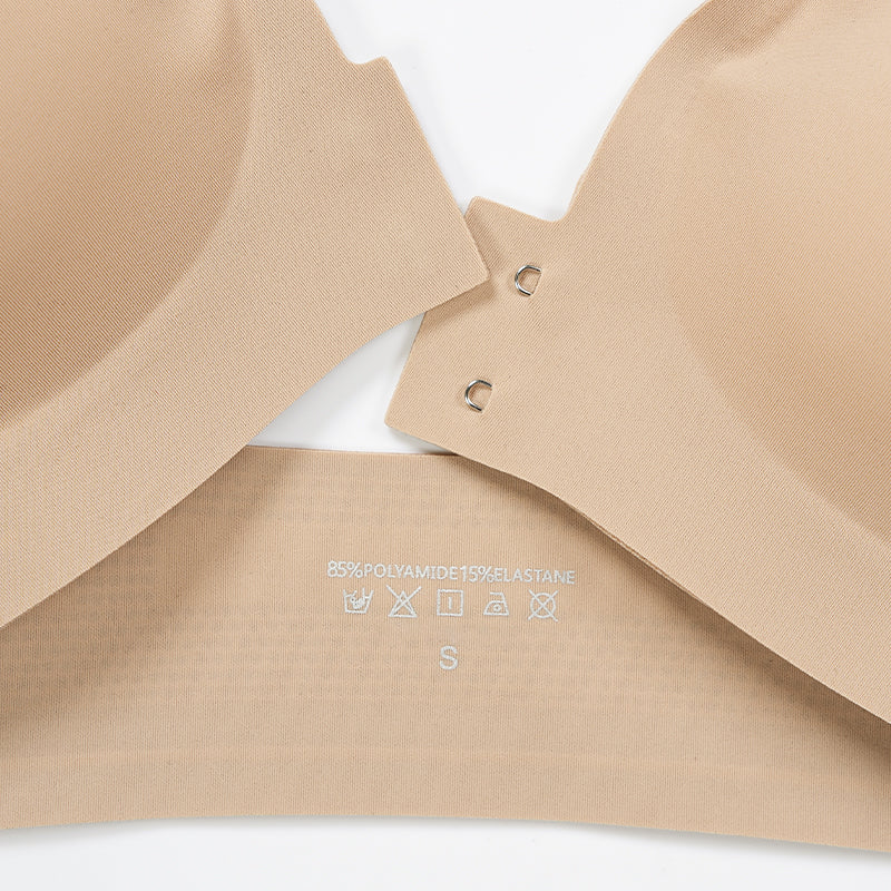 Solid Front Closure Wireless Bra Brown