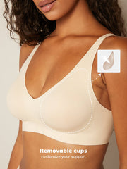 Wireless Plunge Lounge Bra Beige