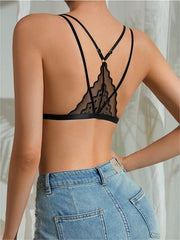 Sexy Front closure Lace Mesh Wireless Triangle Racerback Bralette